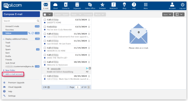 Open Mail Collector settings